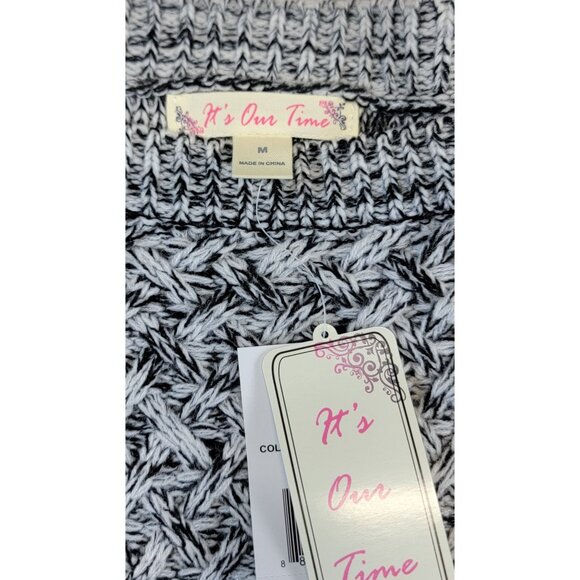 Sweater Its Our Time Black & Cream Knit Long Sleeve Womens Medium New - Picture 8 of 9